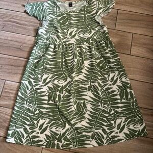 Elegant Green Leaf Print Women's Casual Dress